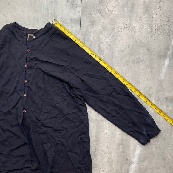 Eileen Fisher 100% Silk Button Up Tunic Blouse Size Medium Black Shirt‎ - Picture 8 of 8